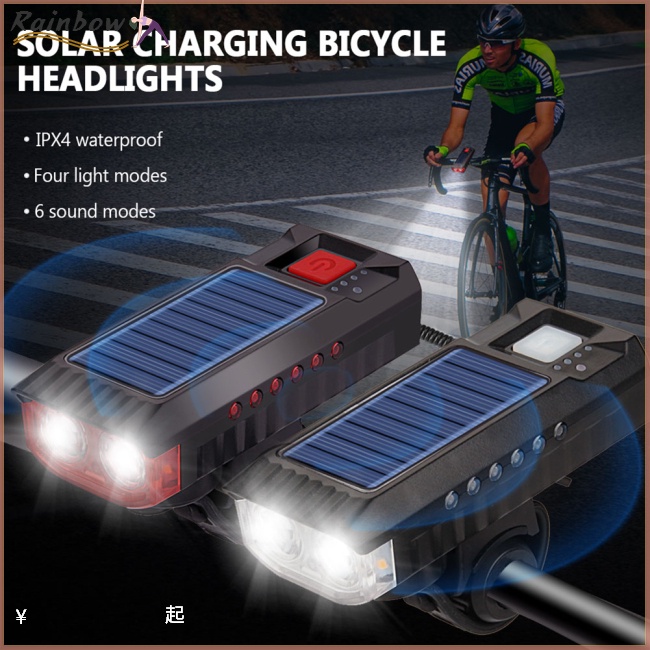 Đèn Led Năng Lượng Mặt Trời 4000mah 4 Chế Độ Kèm Sạc Usb Tiện Dụng Cho Xe Đạp