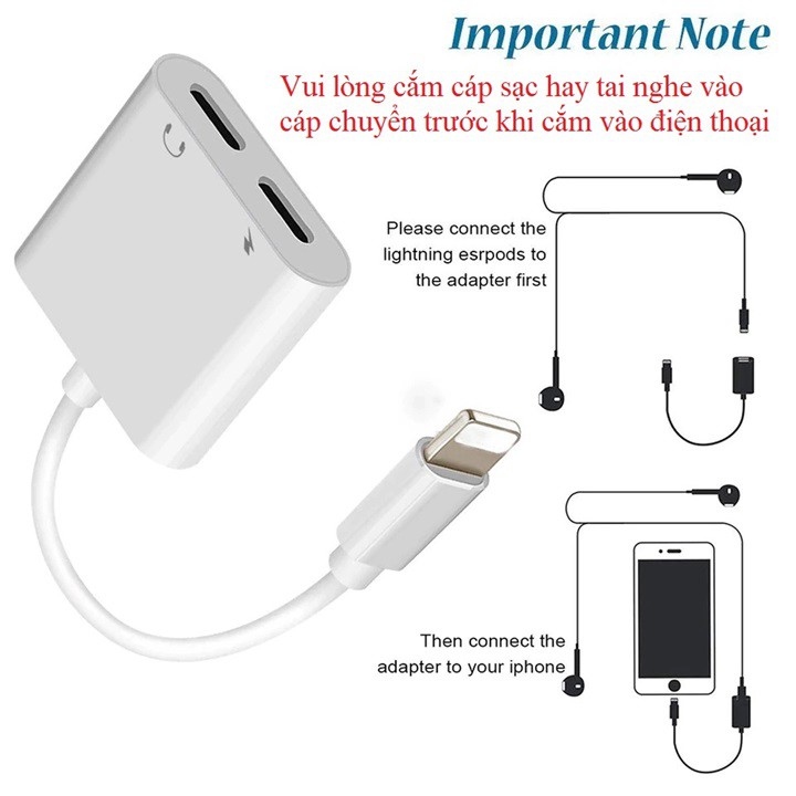 Cáp Adapter Chia Công Lightning Cho Iphone 7 8 X Đạt Chuẩn Apple