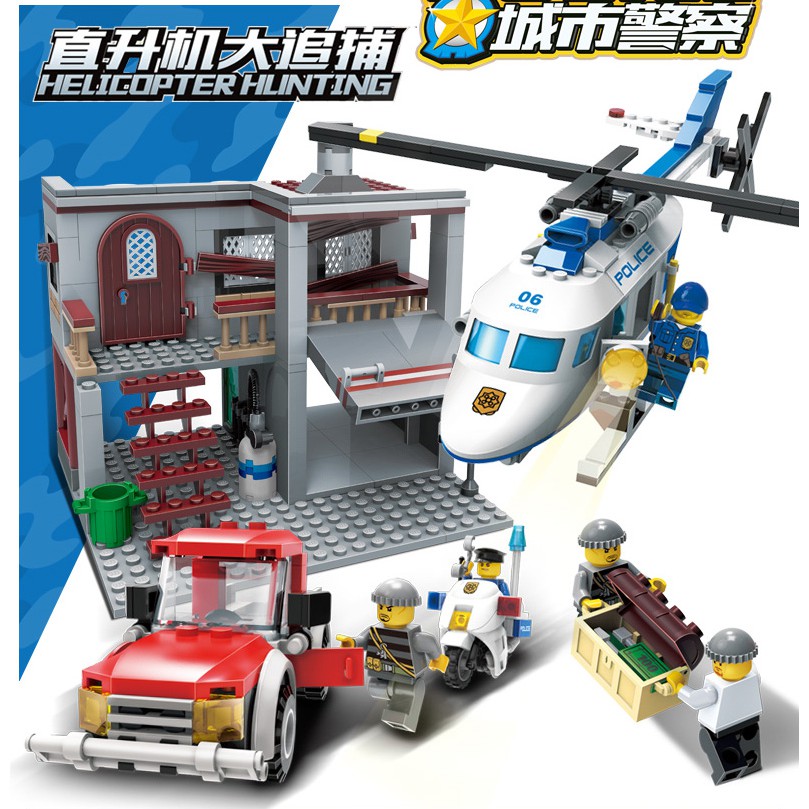 Đồ chơi lắp ráp Lego City Gudi 9318 xếp hình logo minifigures nhà xe ô tô và máy bay phối cảnh tuyệt đẹp