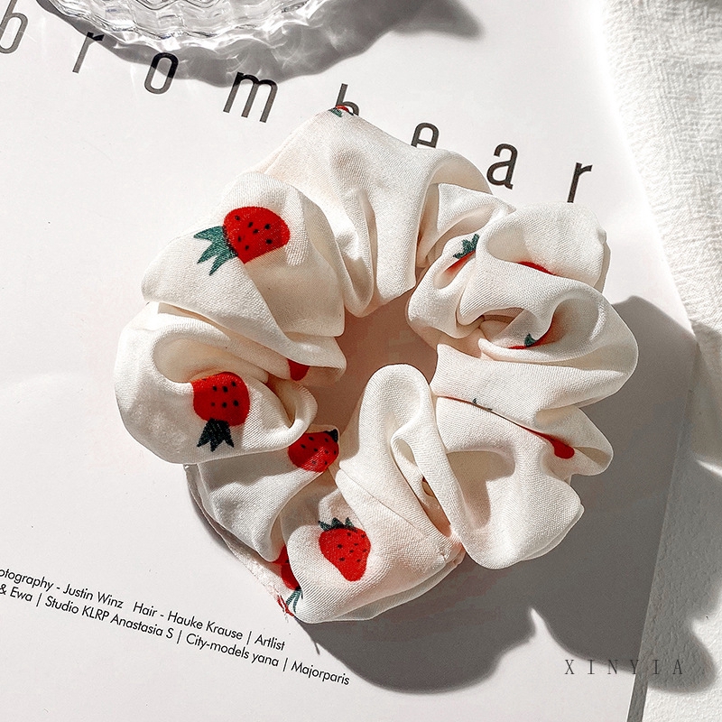 Dây Cột Tóc Đuôi Ngựa Đính Quả Dâu Tây Đơn Giản Ngọt Ngào Cho Nữ