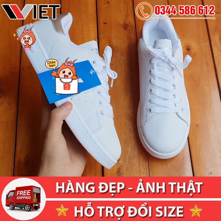 Giày Thể Thao Stan Smith Gót Bạc Cao Cấp