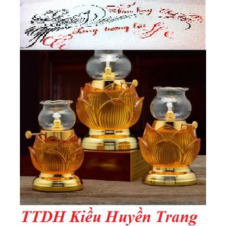 Đèn Dầu Hoa Sen Thủy Tinh 09