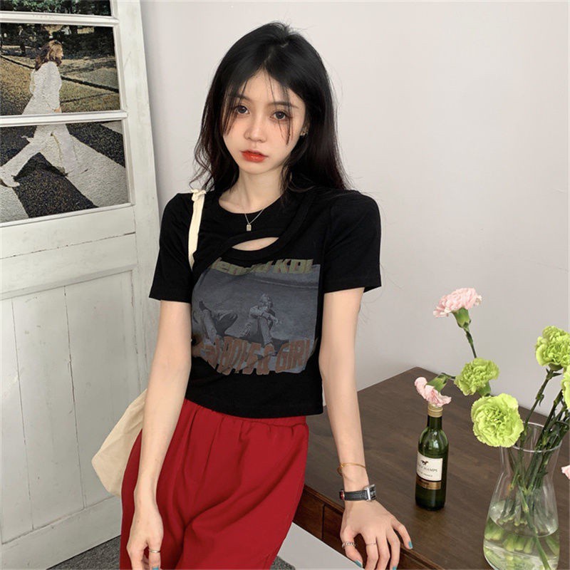 Áo Croptop Tay Ngắn Dáng Ôm Thời Trang Mùa Hè Cho Nữ