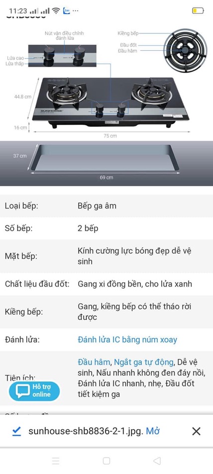 Bếp gas âm Sunhouse SHB8836