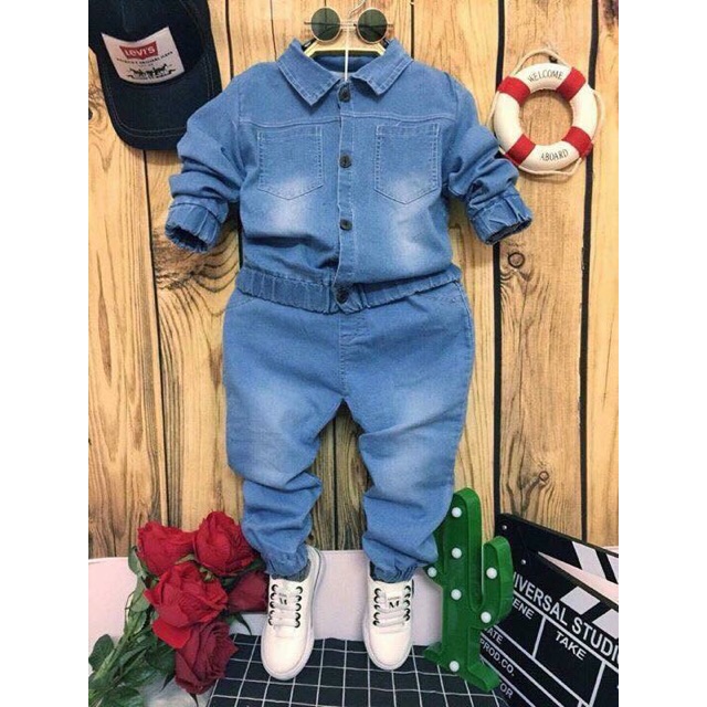 Set bộ jean bo lai cho bé yêu