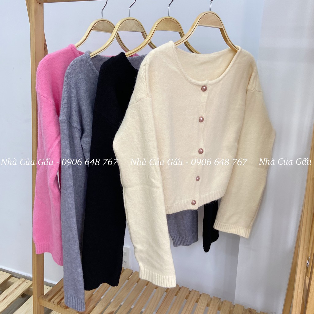 Áo khoác cardigan len cổ tròn, cúc tròn đẹp quên lối về nè