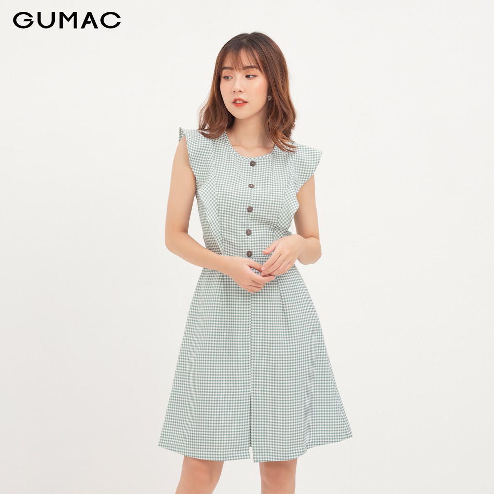 Đầm nữ caro nút gỗ GUMAC DA1287
