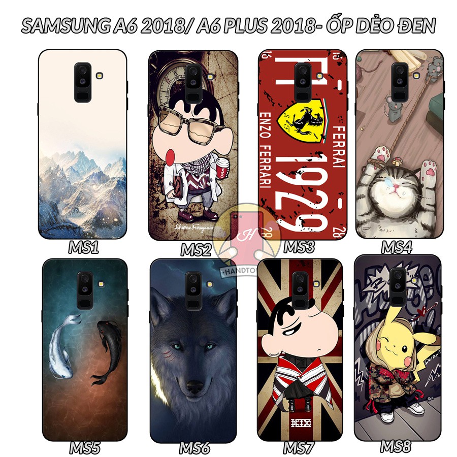 Ốp lưng A6/A6 PLUS 2018 dẻo đen in hình Phần B