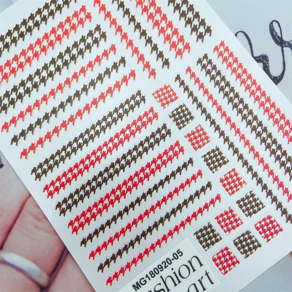 Miếng Dán Trang Trí Móng Tay 3D Tự Dính Chống Thấm Nước Họa Tiết Houndstooth Gợi Cảm