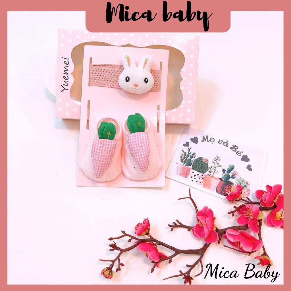 Set tất kèm băng đô hình thú cho bé từ 0-1 tuổi Mica baby