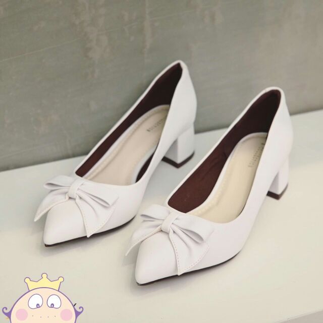 Giày cao gót 5cm da mềm đính nơ siêu xinh mới nhất