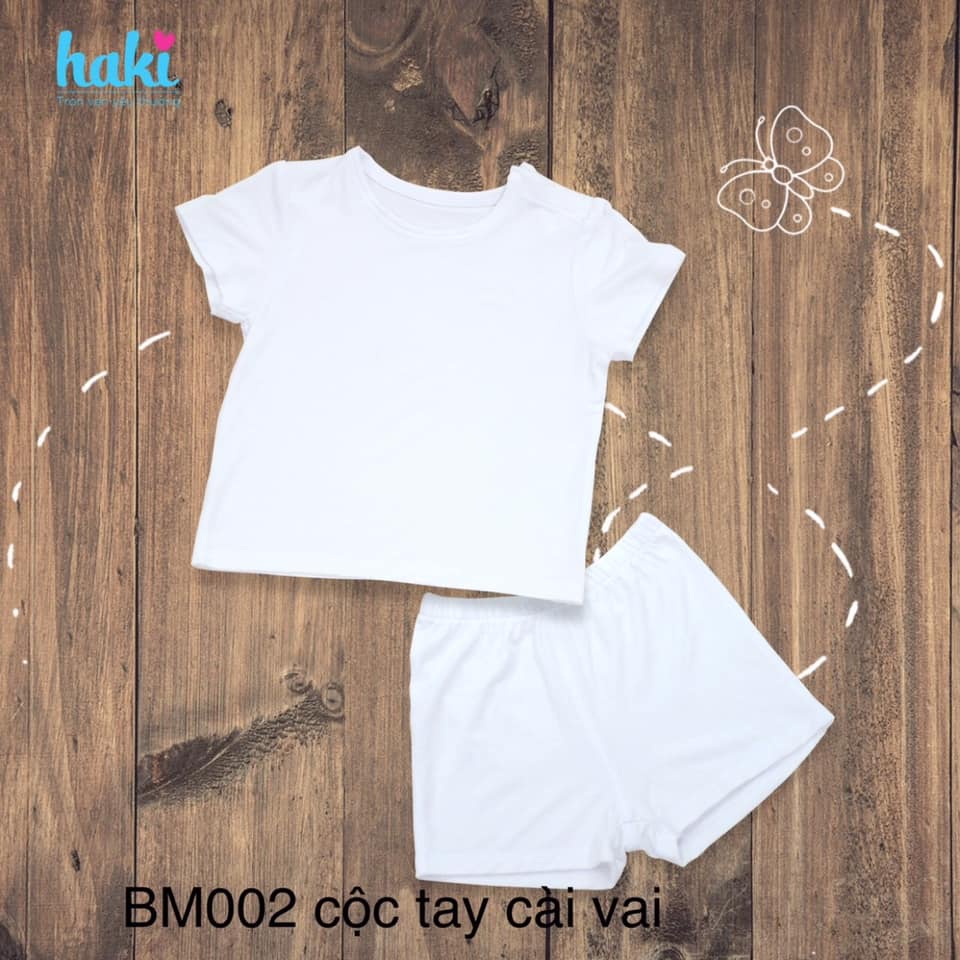 Bộ Quần Áo Cộc Tay Cho Bé Trai Bé Gái Haki Vải Sồi Siêu Mềm Mịn BM002
