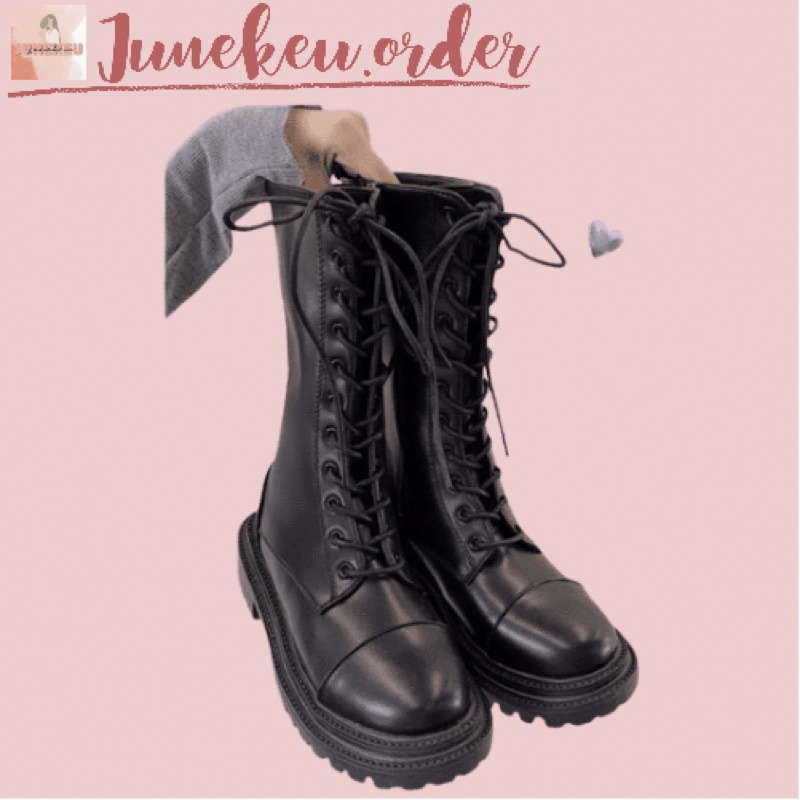 GIÀY BOOTS CAO CÓ KHOÁ KÉO VẠCH NGANG MŨI BỐT BOOT ULZZANG