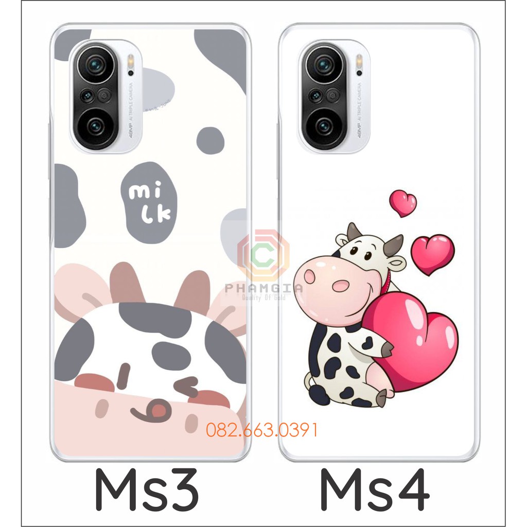 Ốp lưng Xiaomi Redmi K40 / K40 Pro 5G / Xiaomi 11i / Poco F3 dẻo trong in hình bò sữa siêu dễ thương