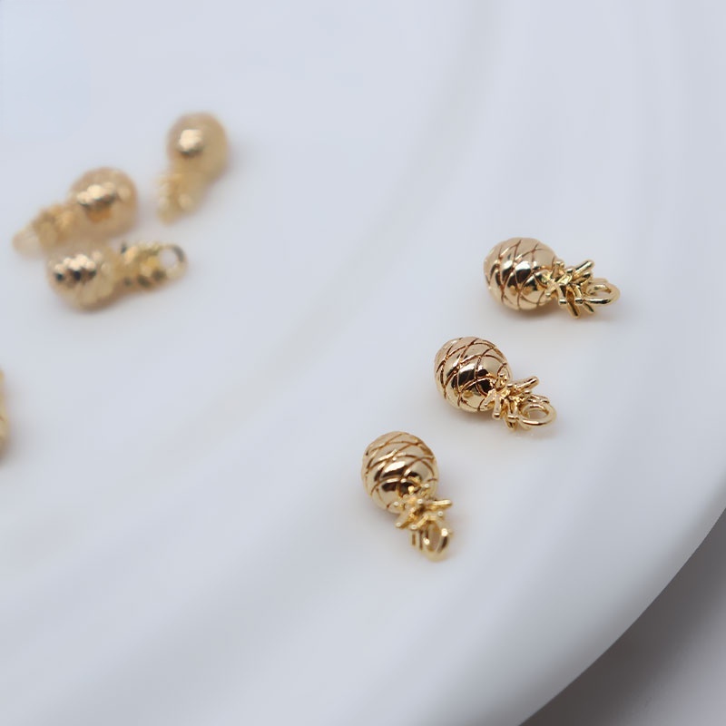 Mặt Dây Chuyền Hình Quả Dứa Mạ Vàng 18K Nhiều Màu Sắc diy