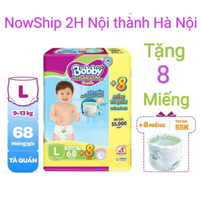 Tã quần Bobby Jumbo M76, L68, XL62, XXL56 mới