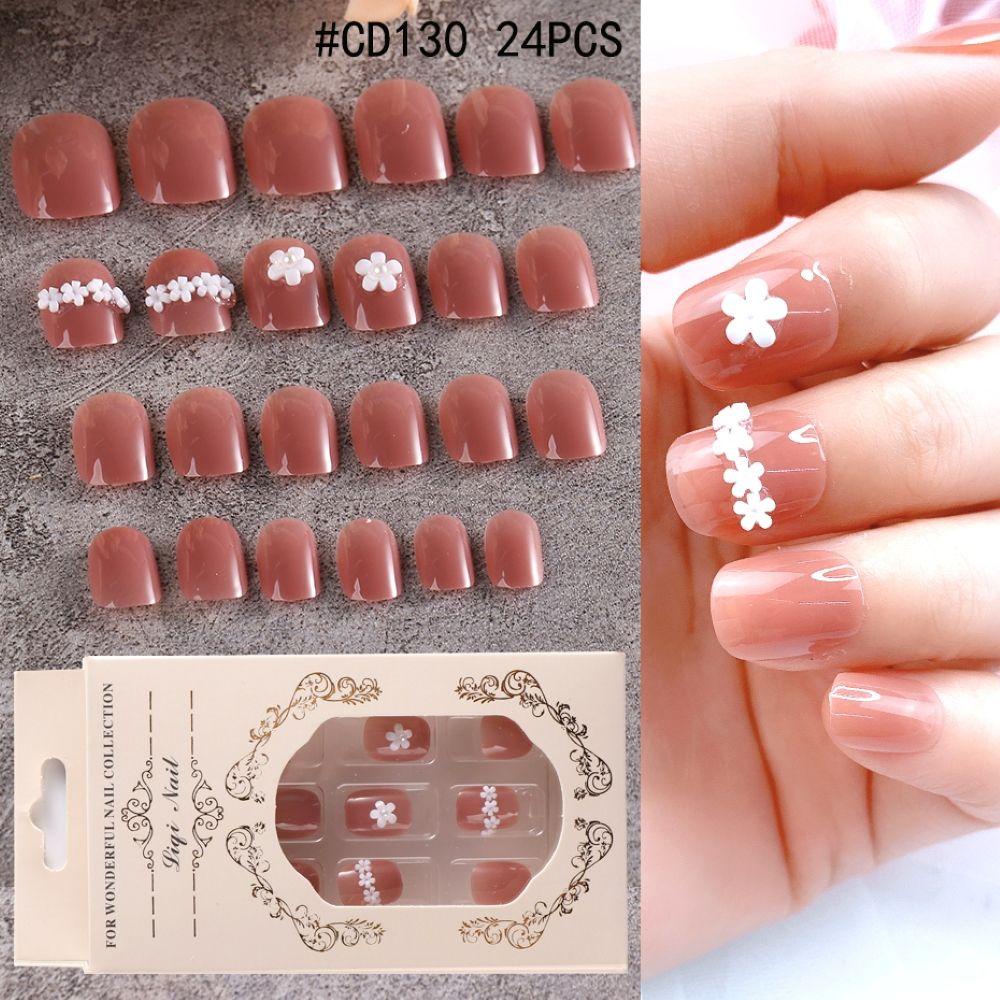 MIHAN1 Móng Tay Giả Dạng Nhấn Màu Hồng / Tím / Hồng Xinh Xắn Có Thể Tá