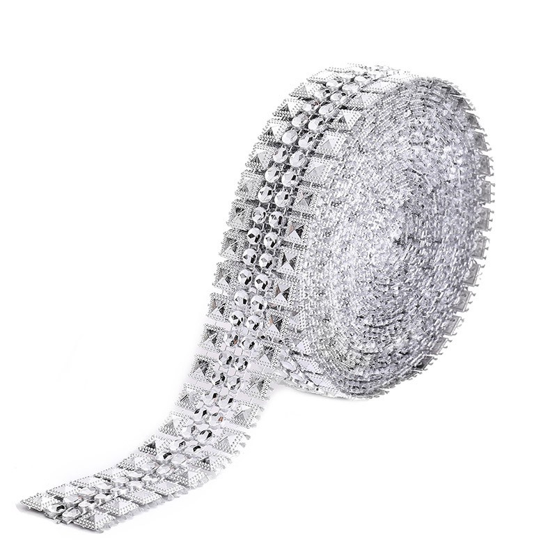 Cuộn Ruy Băng Lưới Mỏng Rộng 2.7CM 5 Yards Đính Đá Trang Trí Bánh Cưới