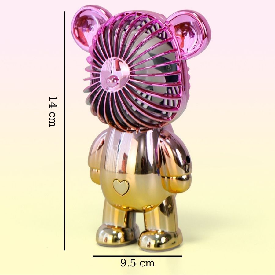 Quạt mini cầm tay hình gấu bearbrick, quạt tích điện cầm tay 3 tốc độ