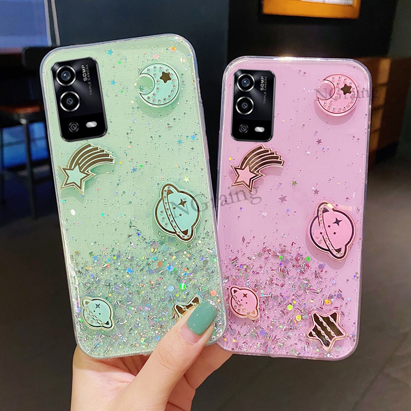 Ốp Điện Thoại TPU Dẻo Trong Suốt Họa Tiết Vũ Trụ / Ngôi Sao Lấp Lánh Cho OPPO A55 OPPO A55 2021