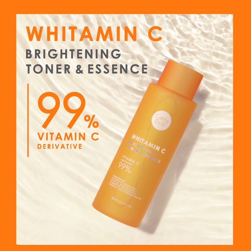 Nước hoa hồng dưỡng trắng da mờ thâm Cathy Doll Whitamin C Brightening Toner And Essence 300ml