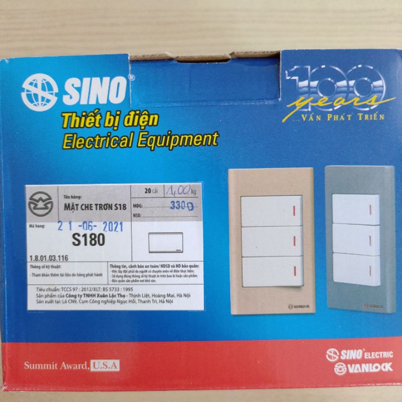 Mặt che trơn , mặt bít SINO S180 dòng S18
