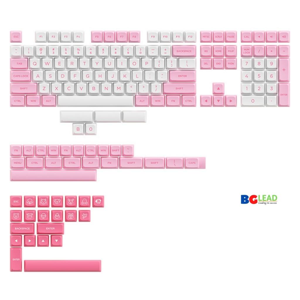Bộ sư tập keycap cho bàn phím cơ AKKO - ASA Low Profile Black Pink| Carbon Retro| Prunnus - Mai Hoàng PP