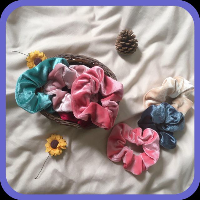 SCRUNCHIES NHUNG nhiều màu siêu xinh - Dây cột tóc vải dễ thương - SỈ LẺ SCRUNCHIES giá rẻ - Quà tặng nhỏ xinh ý nghĩa