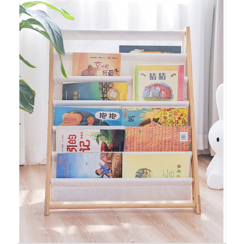 Kệ đựng sách, kệ sách gỗ cho bé GU DECOR WOODEN giá sách 7 tầng bằng vải kèm khung gỗ cao cấp | WebRaoVat - webraovat.net.vn