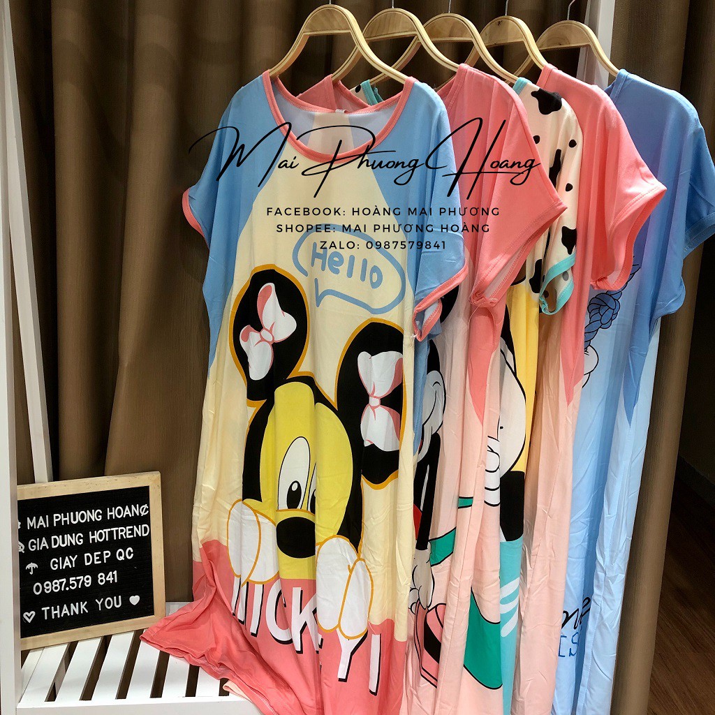 Váy Ngủ Hoạt Hình Cotton Họa Tiết Dễ Thương Cute hàng Quảng Châu Form rộng | BigBuy360 - bigbuy360.vn