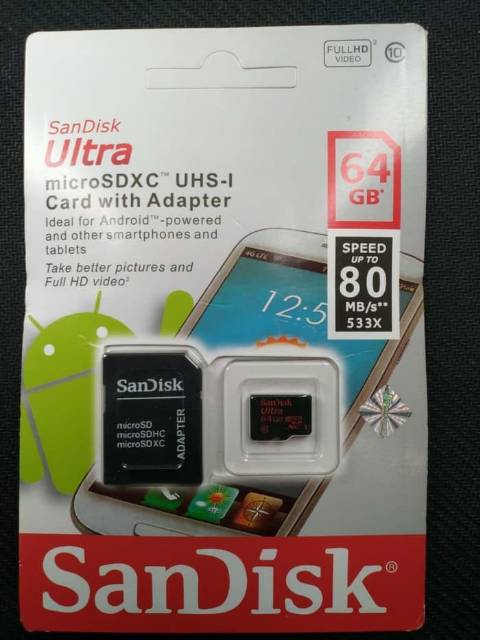 Thẻ Nhớ Sandisk Ultra Micro Sdhc Uhs-I Class 10 64gb 80mb / S