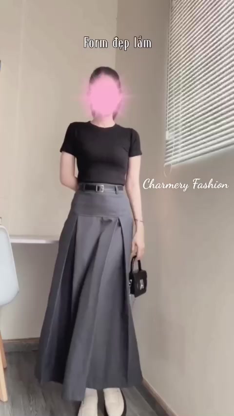 Chân Váy Ulzzang Dáng Dài Xếp Ly Lưng Cao Hai Màu Đen Ghi Lên From Xinh MA606 (k kèm đai) | BigBuy360 - bigbuy360.vn