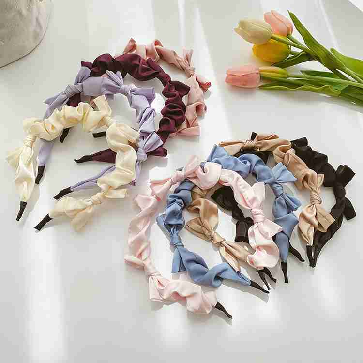 Summer Headband Satin Folds Bow Headband Female Hairpin