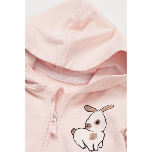 [HM AUTH] Áo khoác nỉ hoodie hồng thỏ H&amp;M Authentic cho bé gái siêu xinh