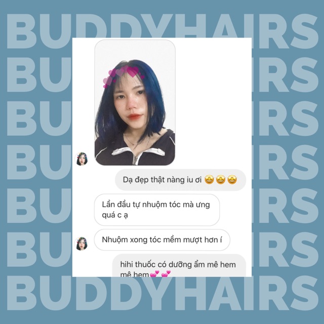 Thuốc nhuộm tóc Xanh dương đen không tẩy lên từ nền đen buddyhairs