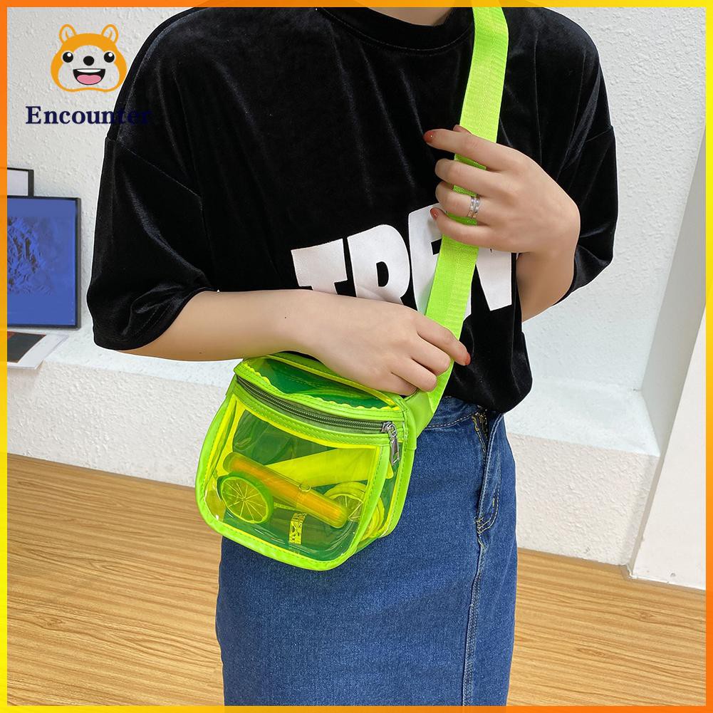 ○Encounter○ Chest Waist Belt Bag Women PVC Transparent Fanny Packs Sport Phone Pouch☆