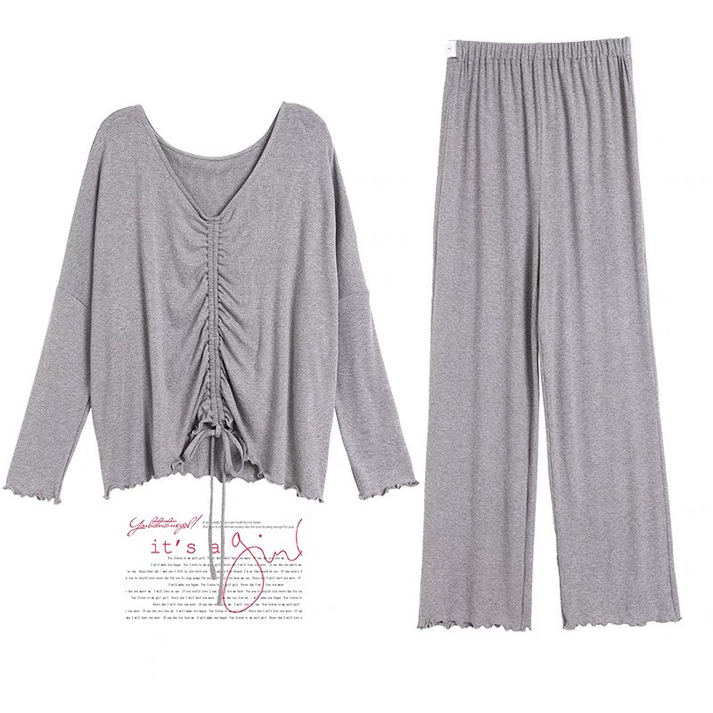 Bộ bầu mặc nhà Rayon dệt mềm dây rút Korean trend 2021 Snugg Việt SNU2093