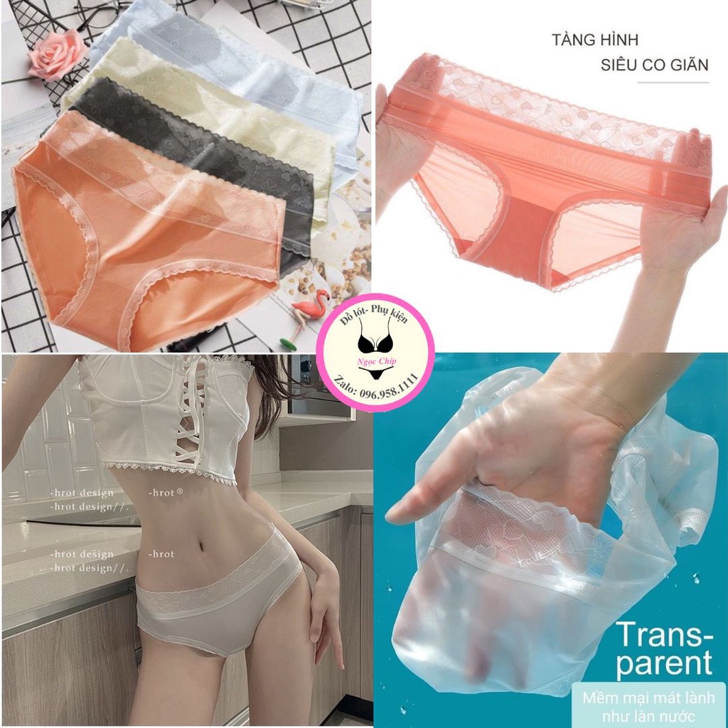 Quần lót nữ lụa băng, Quần chip nữ tàng hình phối viền ren mềm mại thoáng mát kháng khuẩn QL14