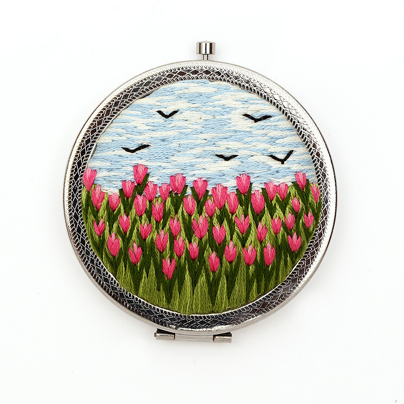 Gương trang điểm thêu tay 3D hai mặt diy sáng tạo Embroidery Kit Mirror