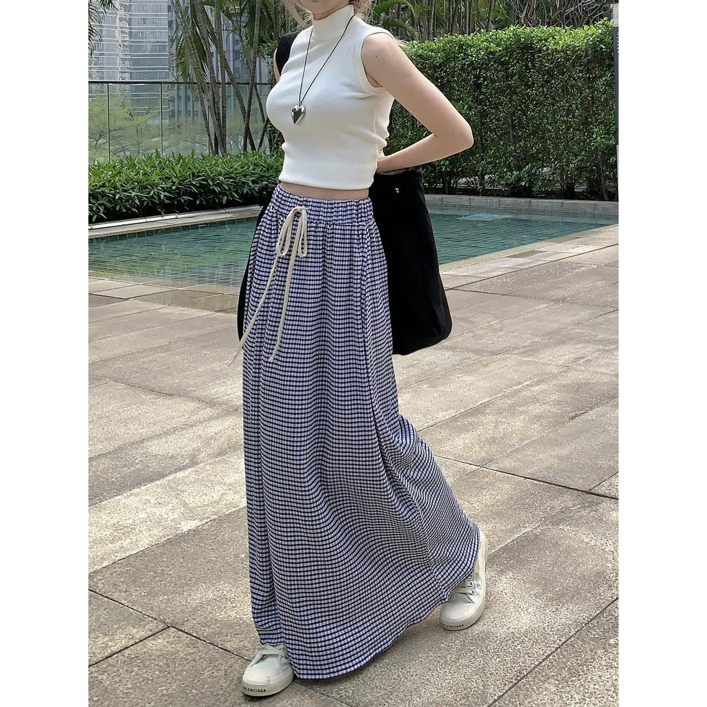 Chân Váy Sọc Ca Rô Lưng Thun Dáng Lửng Thời Trang Mùa Hè Năng Động 63492