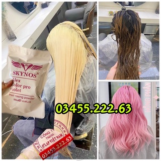 Bột Tẩy Tóc Skynos , Nâng Nền Skynos Bịch 500g Bột Tẩy Tím Bột Dẻo Mịn Không Sủi Bột