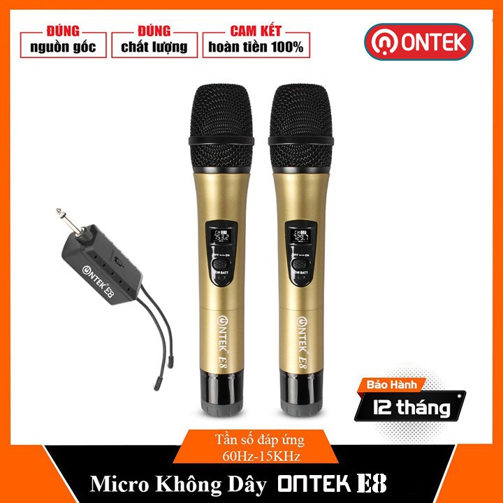 Bộ Micro không dây hát karaoke ONTEK E6 E6S E8 MU02 Cao cấp chính hãng thumbnail