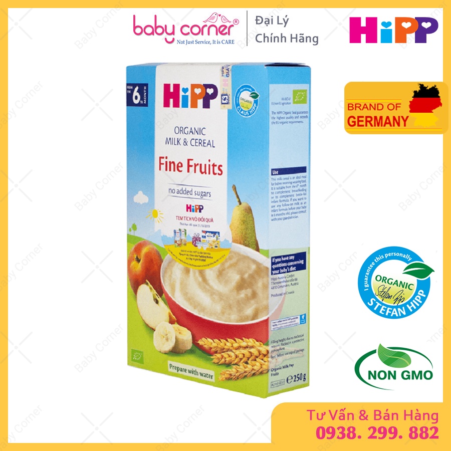 [HSD T12/2022] Bột Ăn Dặm HiPP Fine Fruits Hoa Quả Tổng Hợp Cho Bé Từ 6 Tháng, 250g