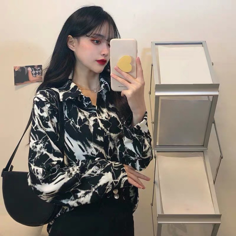 Sơ Mi Lụa Họa Tiết Cao Cấp Chất Bao Mát Phong Cách Cực Tây