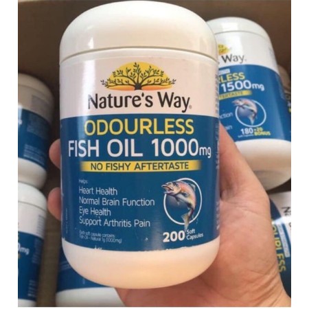 Dầu cá Nature’s Way Odourless Fish Oil 1000mg 200 viên Úc
không mùi.