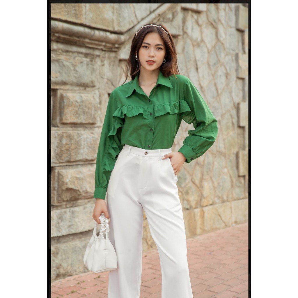 Áo sơ mi phối tay bèo
