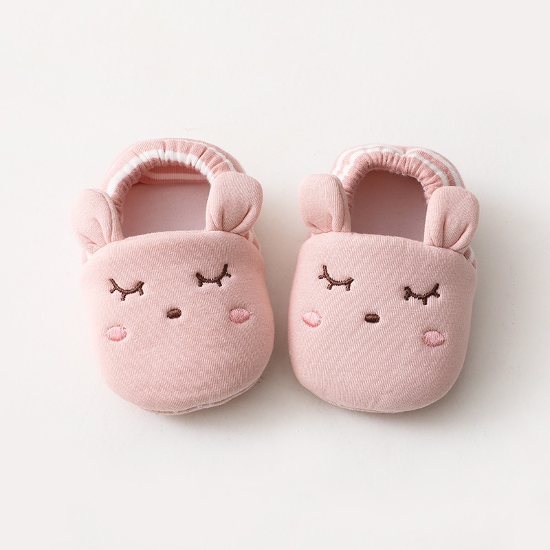 Giày Vải Cotton Đế Mềm Thoáng Khí Chống Trượt In Họa Tiết Hoạt Hình Cho Bé Trai Gái 0-18 Tháng Tuổi