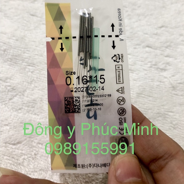 Kim Châm Cứu Hàn Quốc Chất lượng cao, đầu kim từ 0,16* 15mm, 0,18*15mm, kim thể châm và kim nhĩ châm.
