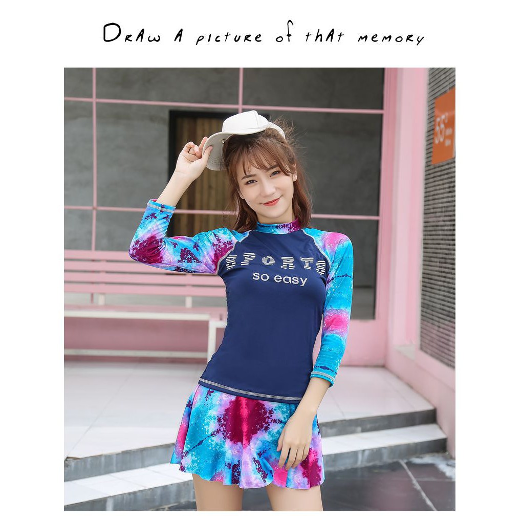 đồ bơi hai mảnh váy + áo dài tay | BigBuy360 - bigbuy360.vn