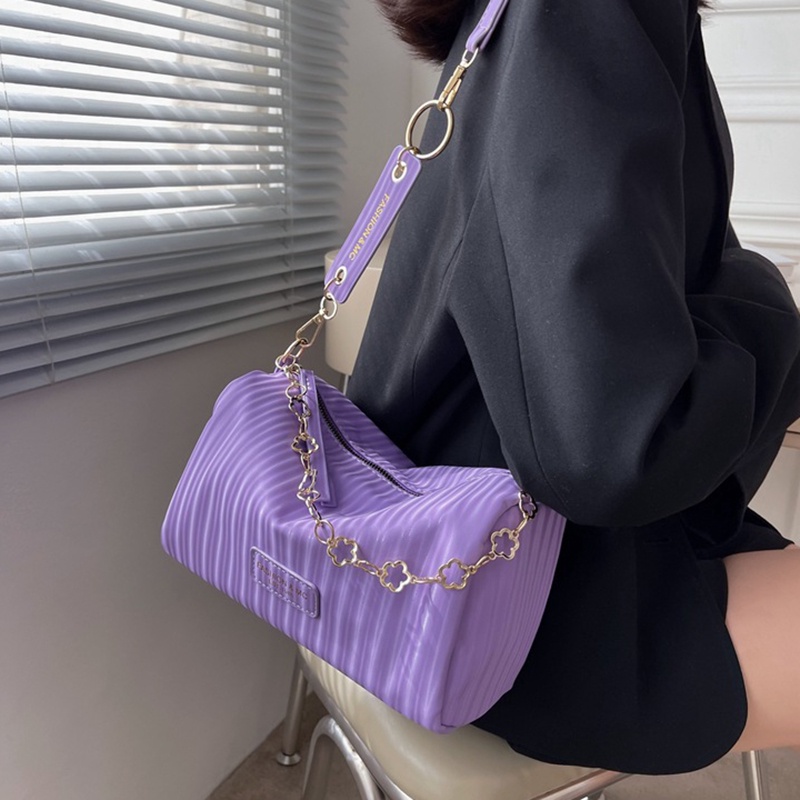 Túi da đeo vai IELGY mềm mại hình trụ phối dây xích thời trang cho nữ